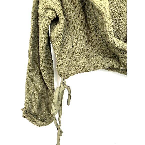 Free People Cropped Cotton-Blend Wrap Sweater with Side Ties Size Medium - Picture 8 of 10